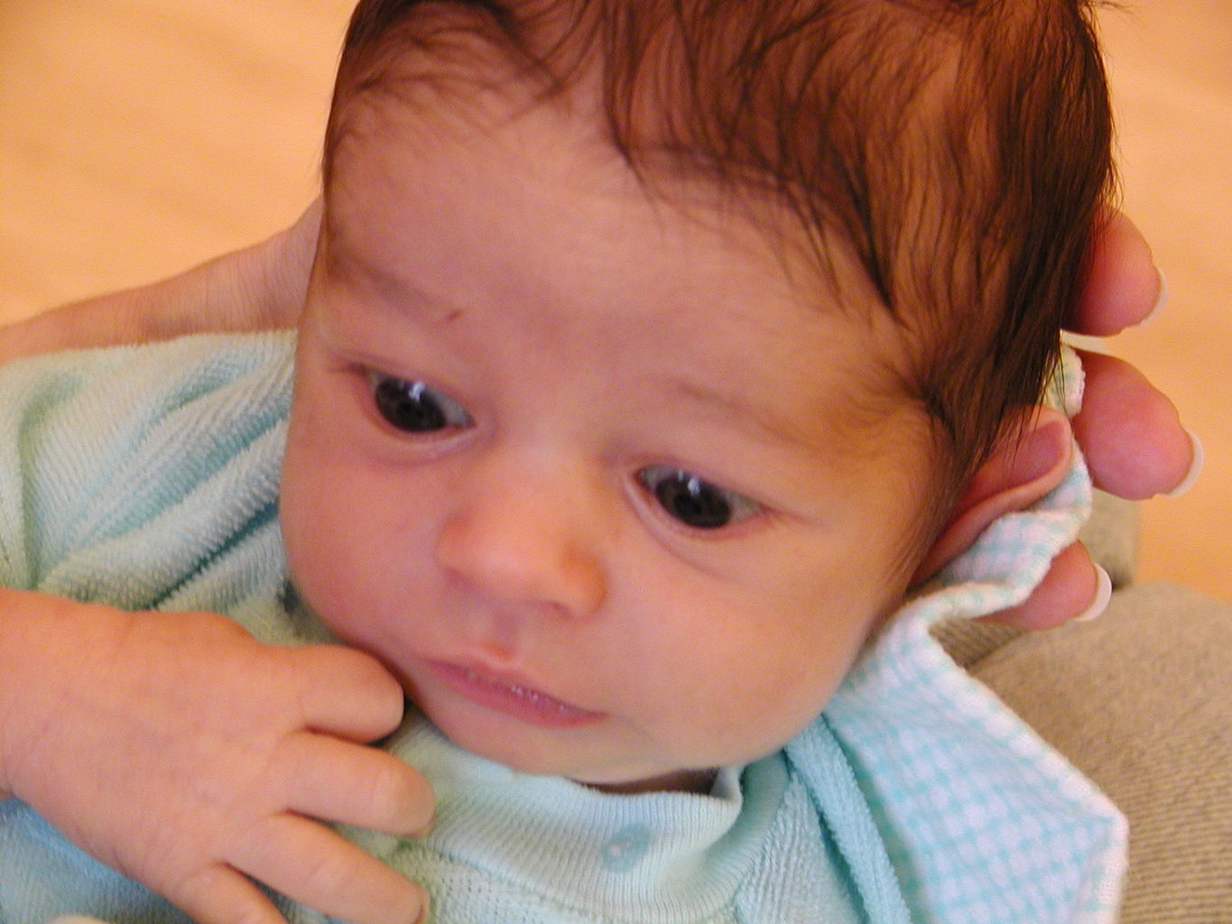 James' first bath
