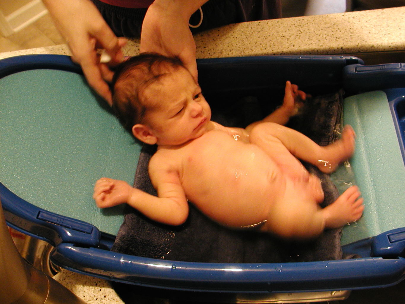 James' first bath
