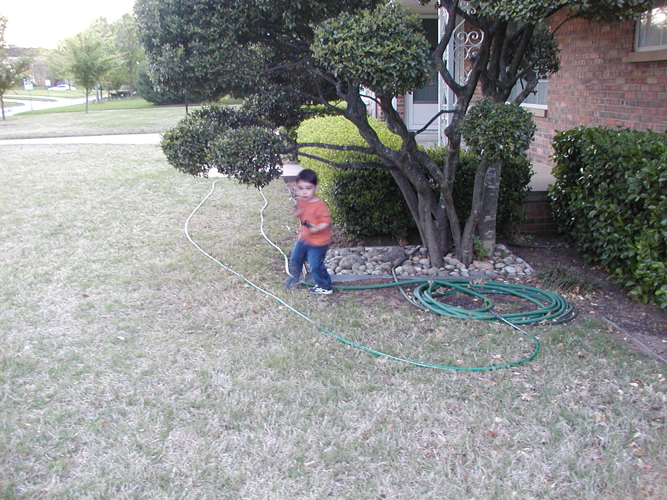 James Playing in the Front Yard
