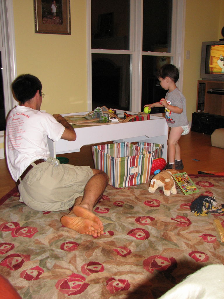 James and Dada at the Train Table
