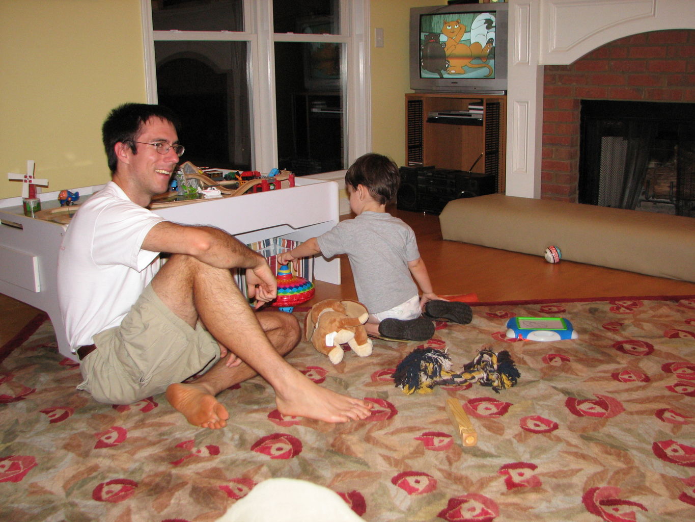 James and Dada at the Train Table

