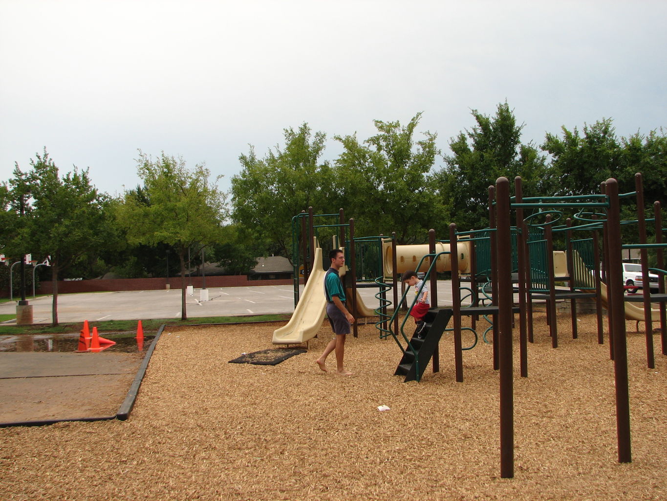 Mike and James play at the Catholic Pway
