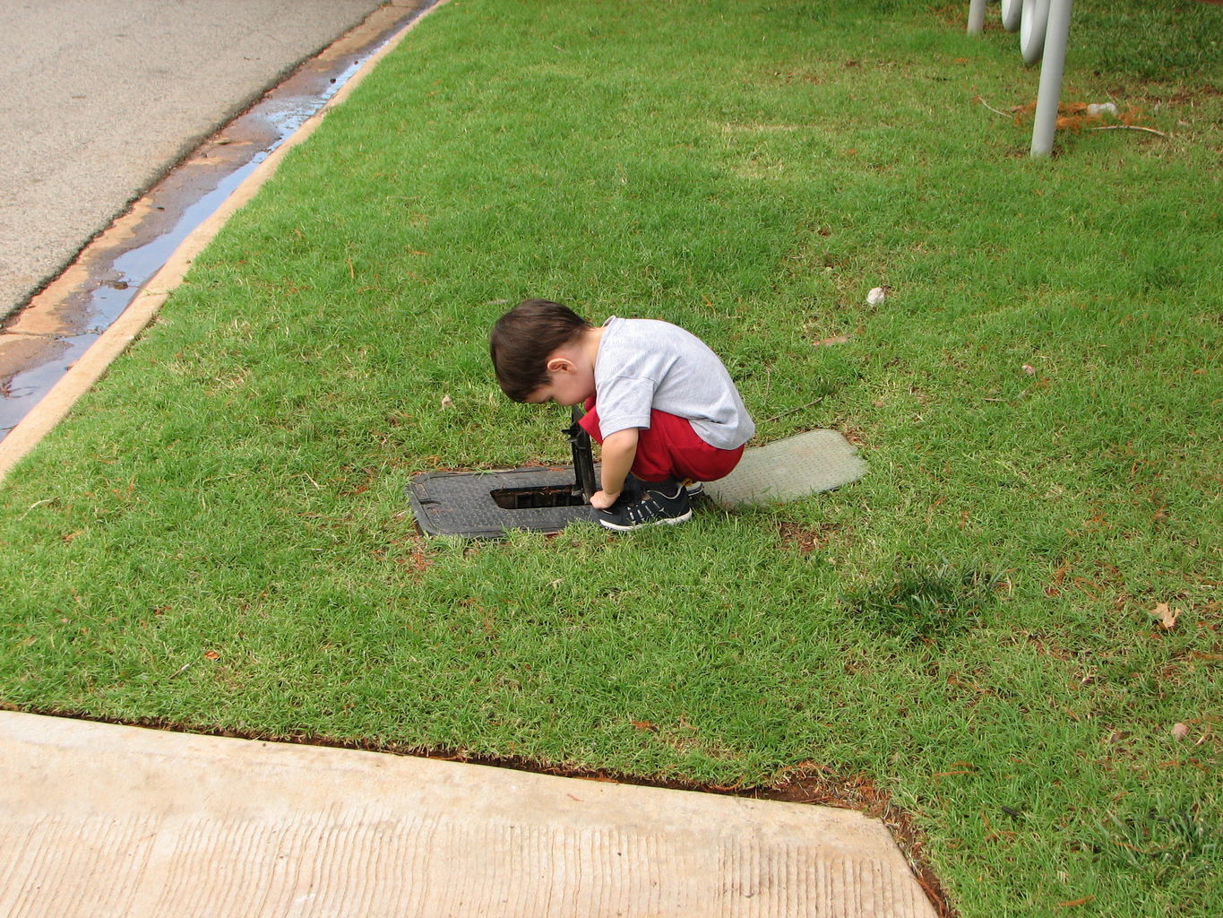 Mike and James play at the Catholic Pway
