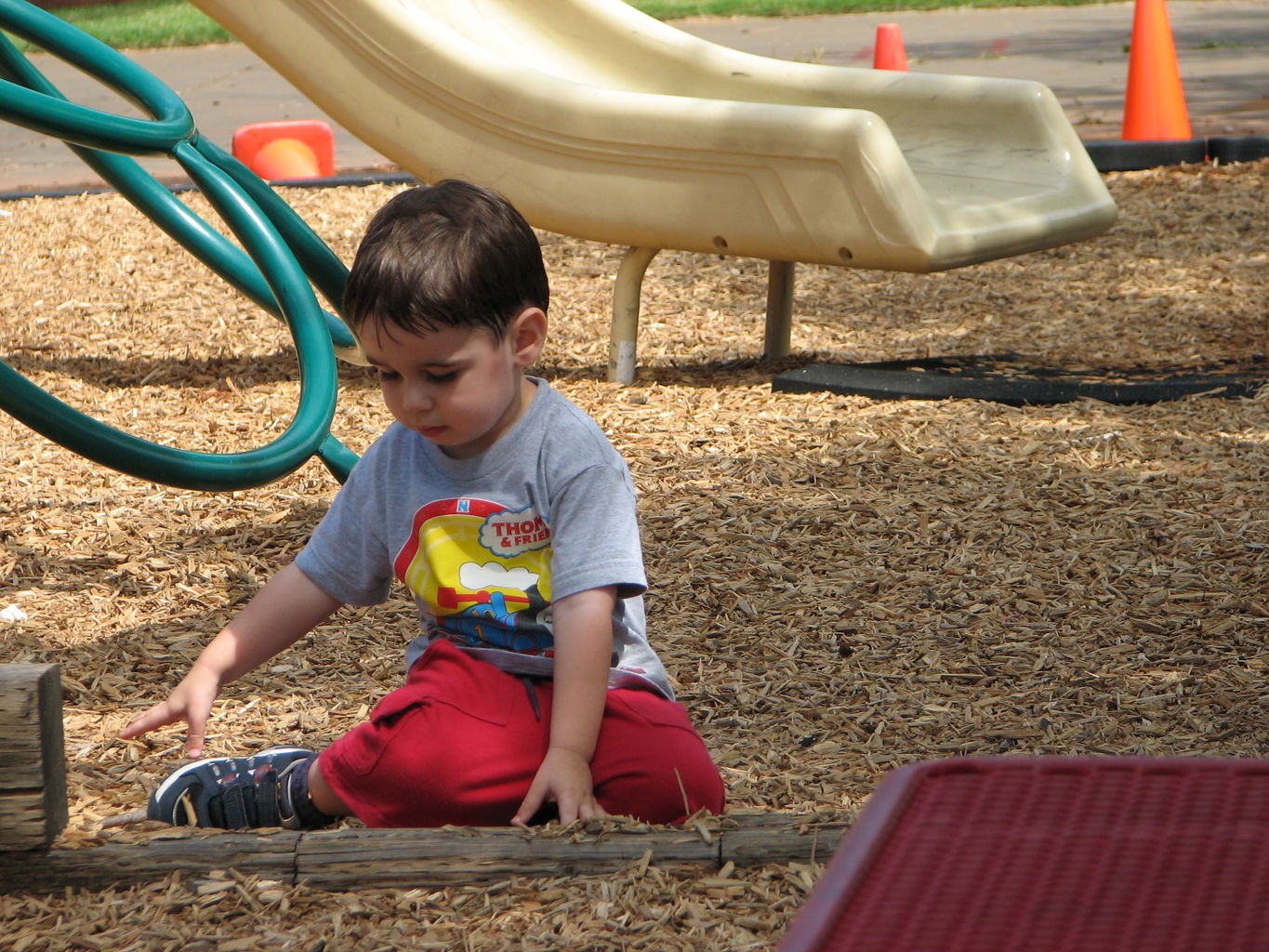 Mike and James play at the Catholic Pway
