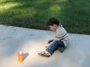 James and Mommy drawing Sidewalk Art
