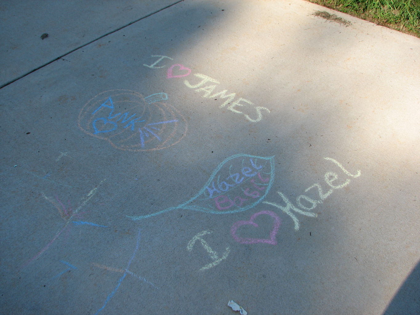 James and Mommy drawing Sidewalk Art
