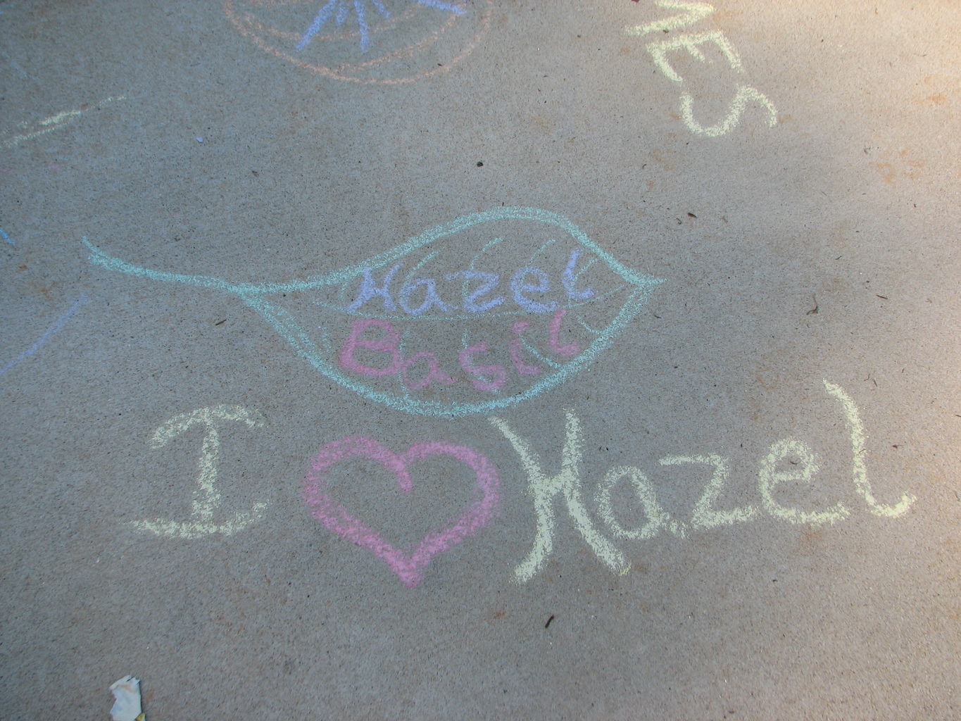 James and Mommy drawing Sidewalk Art
