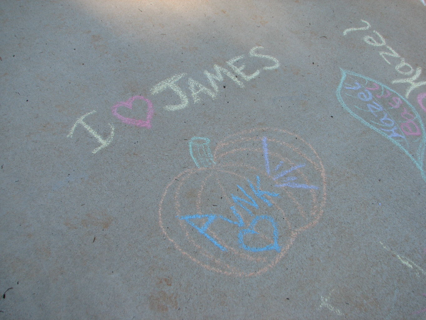 James and Mommy drawing Sidewalk Art
