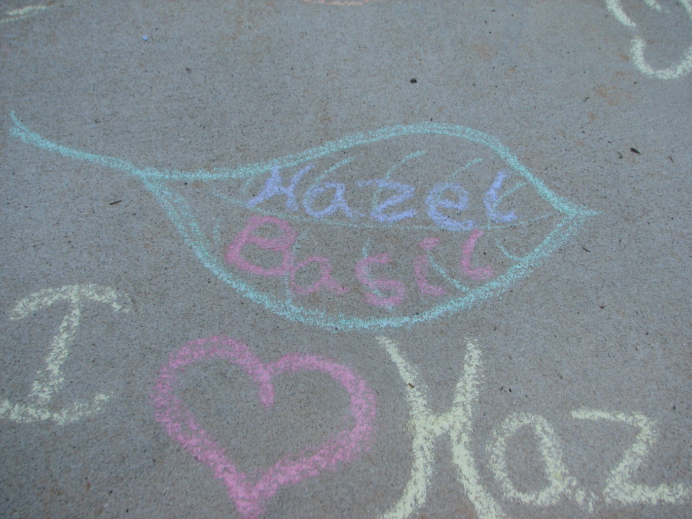 James and Mommy drawing Sidewalk Art
