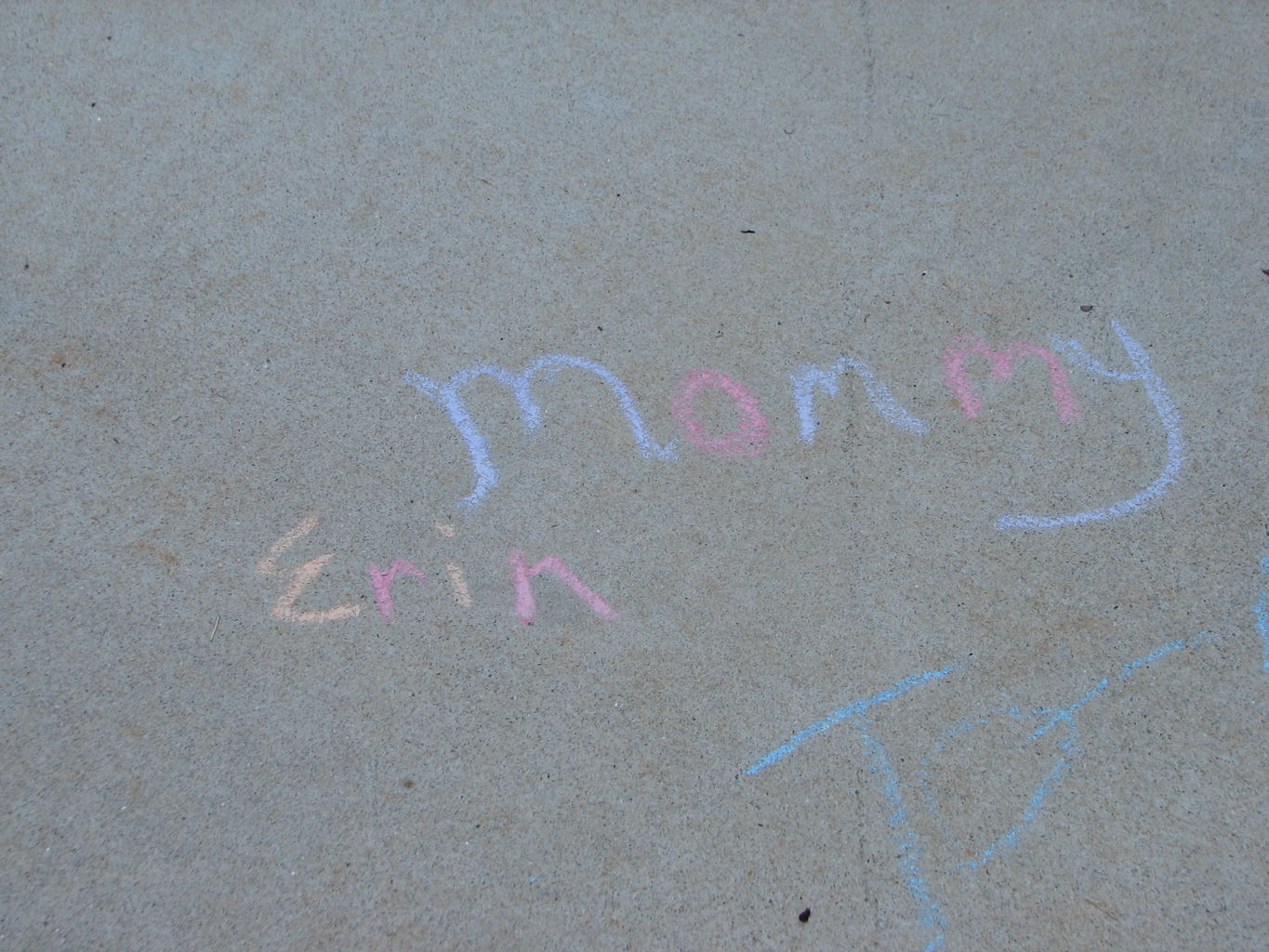 James and Mommy drawing Sidewalk Art
