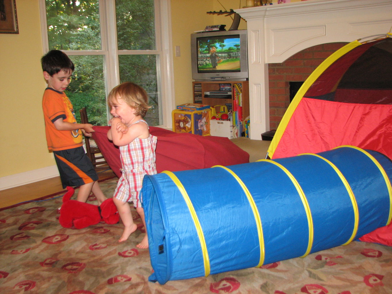 Hazel and James in the Play Tent